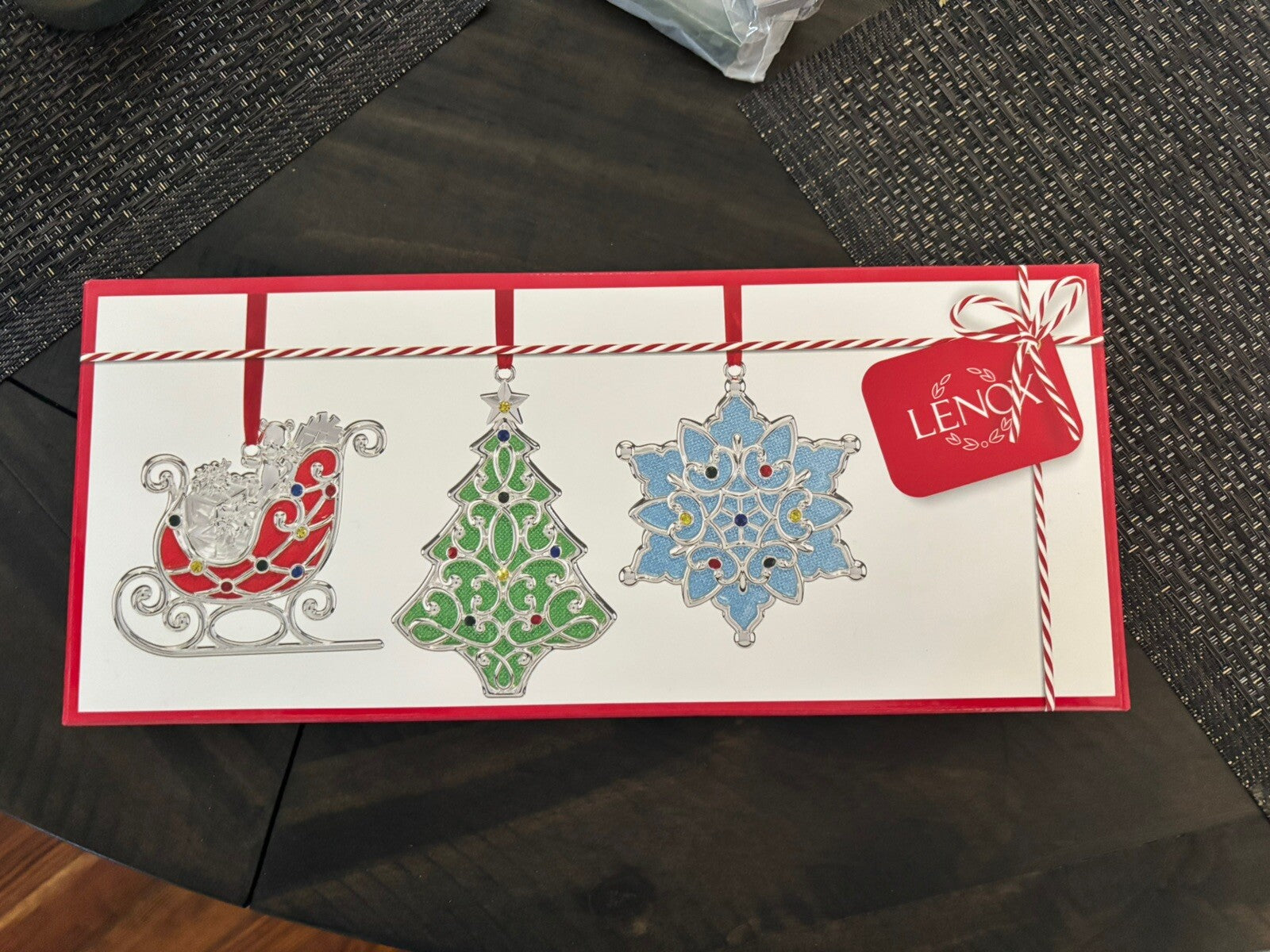 LENOX Holiday Christmas Ornament Boxed Santa Enamel baby gift SET 3 [
