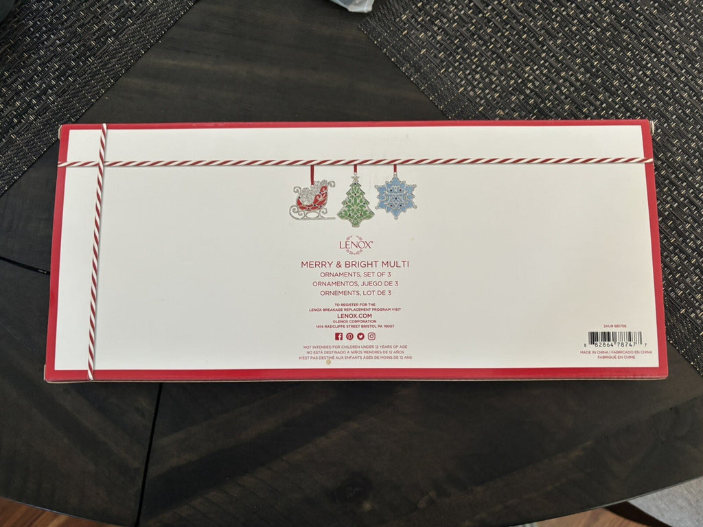 LENOX Holiday Christmas Ornament Boxed Santa Enamel baby gift SET 3 [