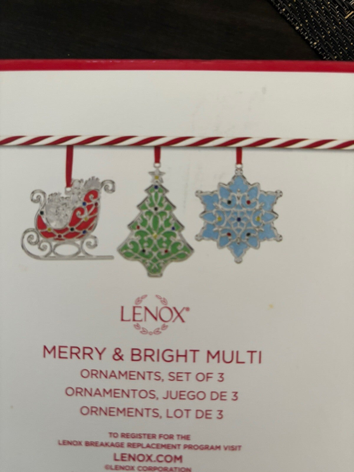 LENOX Holiday Christmas Ornament Boxed Santa Enamel baby gift SET 3 [