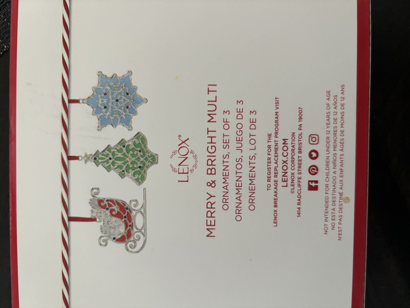 LENOX Holiday Christmas Ornament Boxed Santa Enamel baby gift SET 3 [