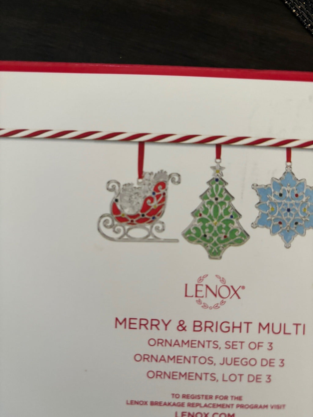 LENOX Holiday Christmas Ornament Boxed Santa Enamel baby gift SET 3 [