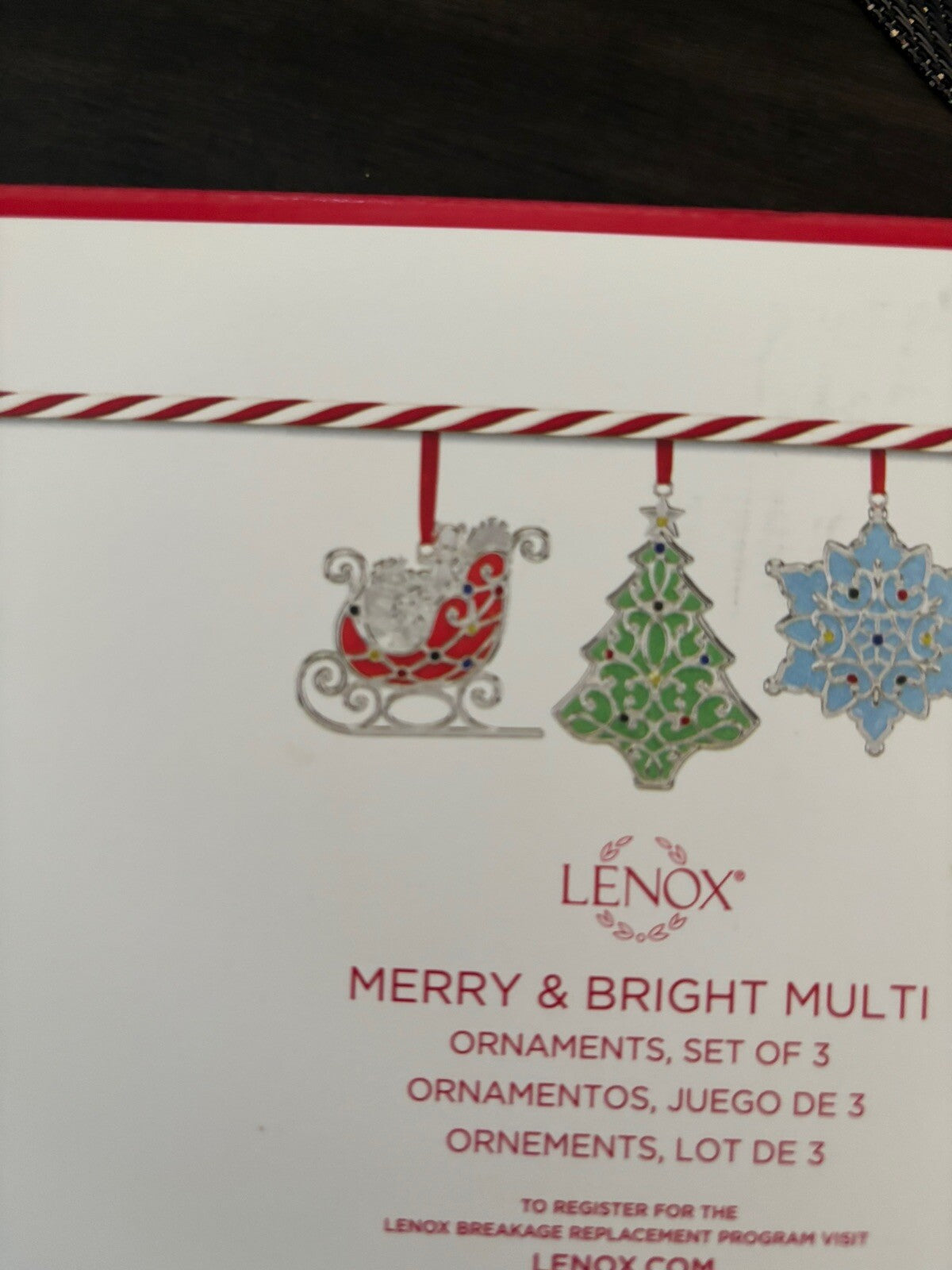 LENOX Holiday Christmas Ornament Boxed Santa Enamel baby gift SET 3 [
