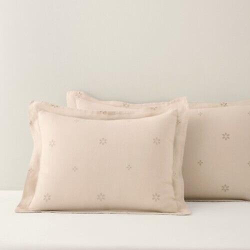 Garnet Hill Linen KING Pillow Sham Eyelet holiday Wedding Disney gift SET 2 $219