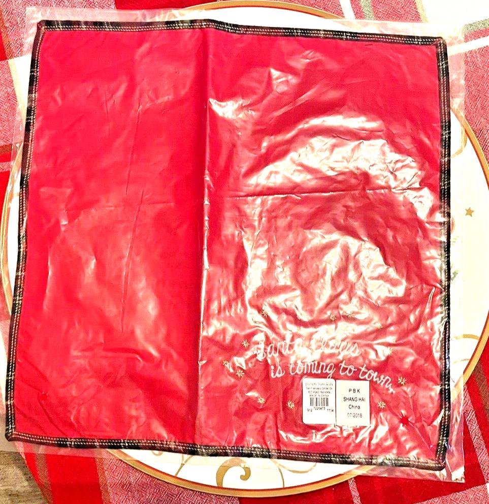 Pottery Barn Santa Plaid Napkin Holiday Christmas party holiday gift nostalgic 1