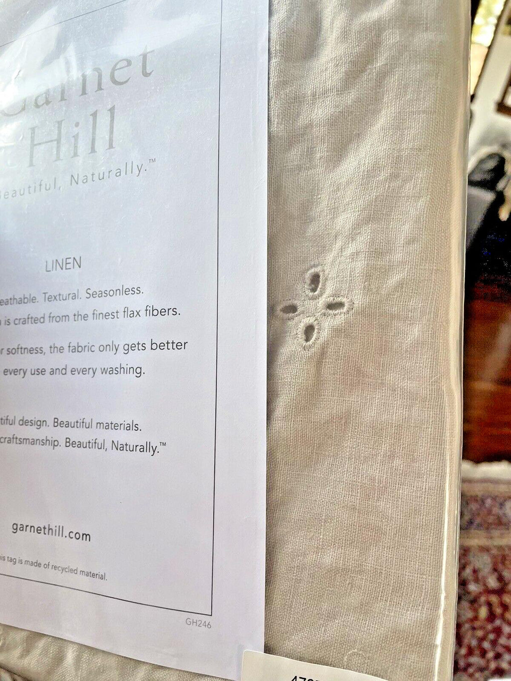 Garnet Hill Linen KING Pillow Sham Eyelet holiday Wedding Disney gift SET 2 $219