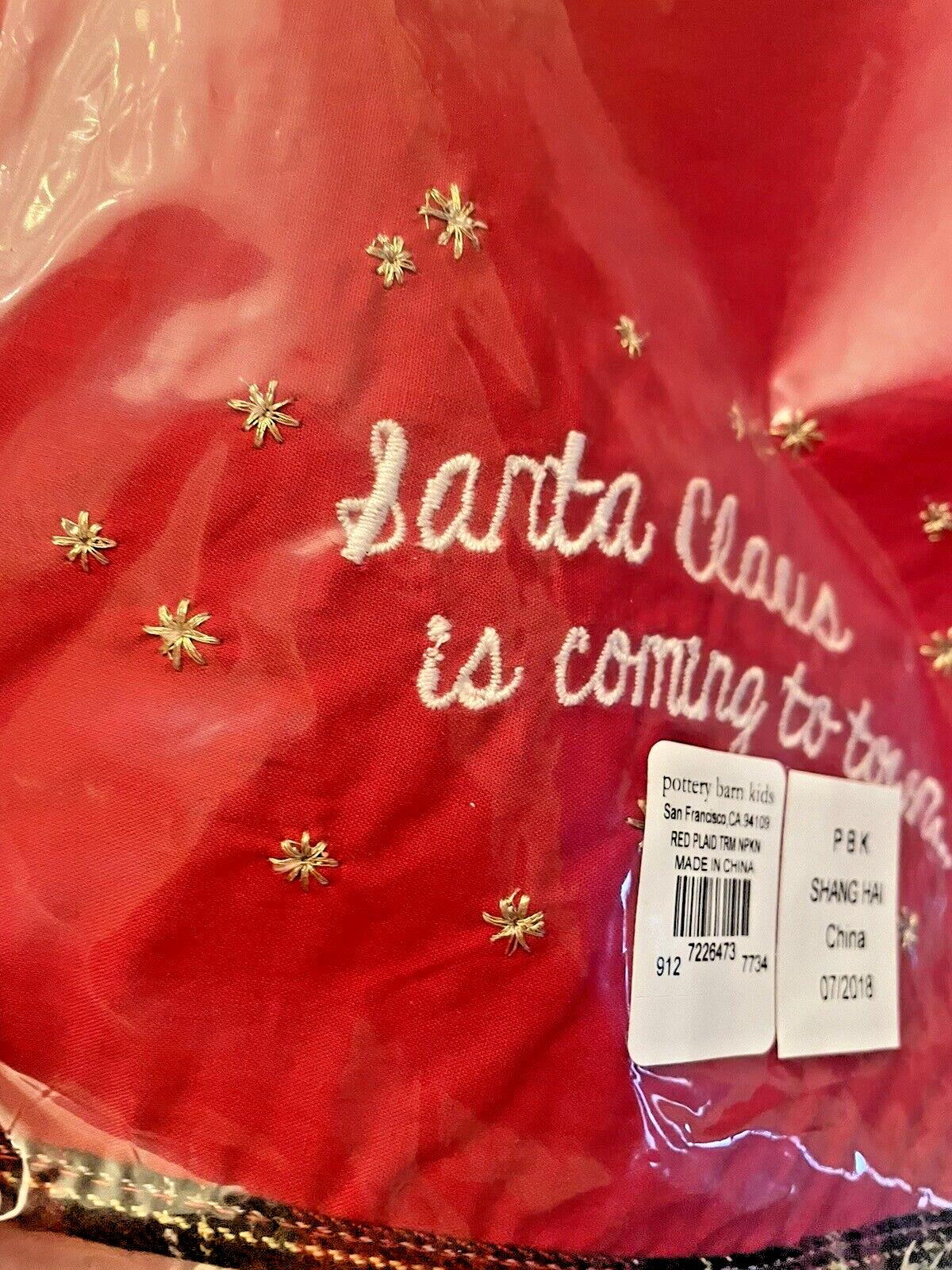 Pottery Barn Santa Plaid Napkin Holiday Christmas party holiday gift nostalgic 1