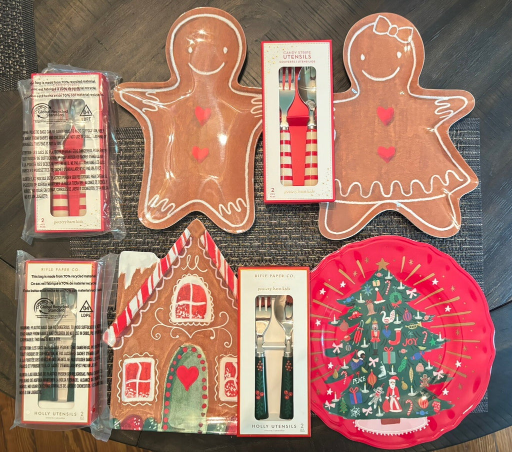 Pottery Barn holiday Nutcracker Christmas Gingerbread Plate SET party SET 8 \