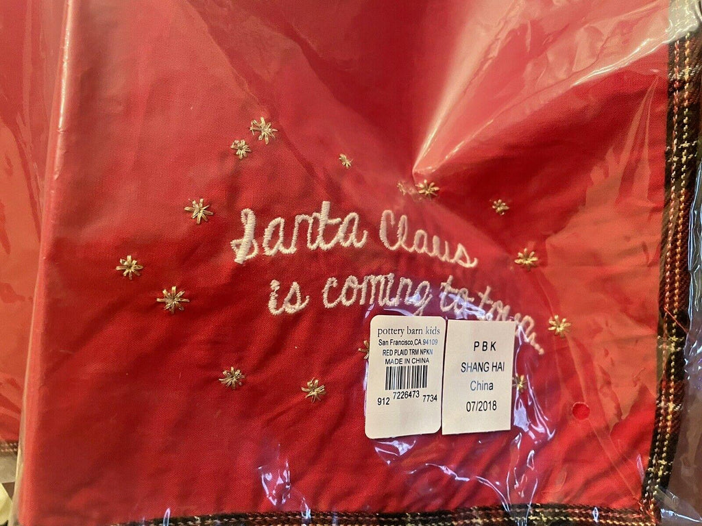 Pottery Barn Santa Plaid Napkin Holiday Christmas party holiday gift nostalgic 1