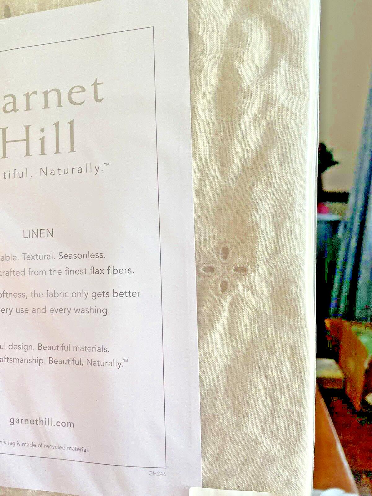 Garnet Hill Linen KING Pillow Sham Eyelet holiday Wedding Disney gift SET 2 $219