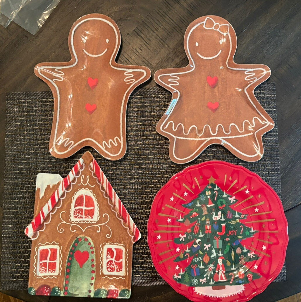 Pottery Barn holiday Nutcracker Christmas Gingerbread Plate SET party SET 8 \