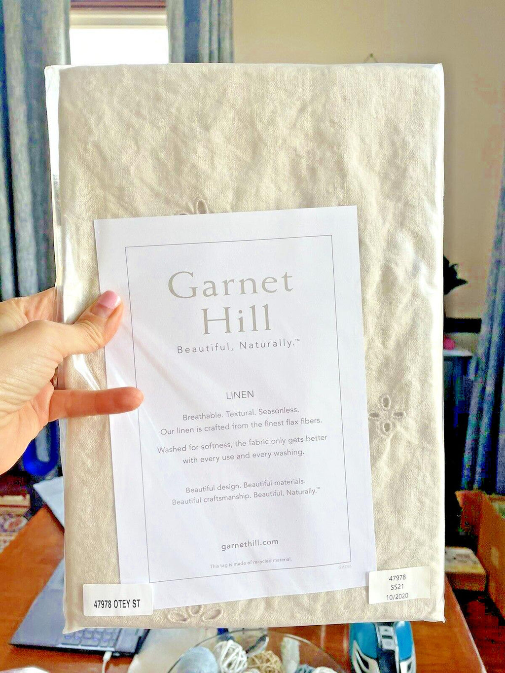 Garnet Hill Linen KING Pillow Sham Eyelet holiday Wedding Disney gift SET 2 $219