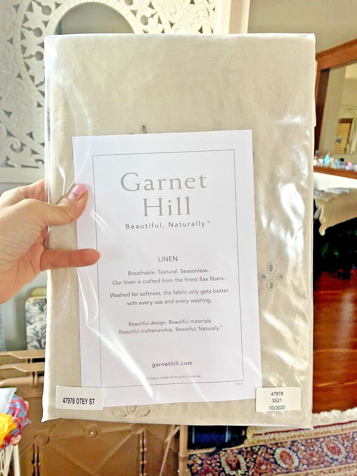 Garnet Hill Linen KING Pillow Sham Eyelet holiday Wedding Disney gift SET 2 $219