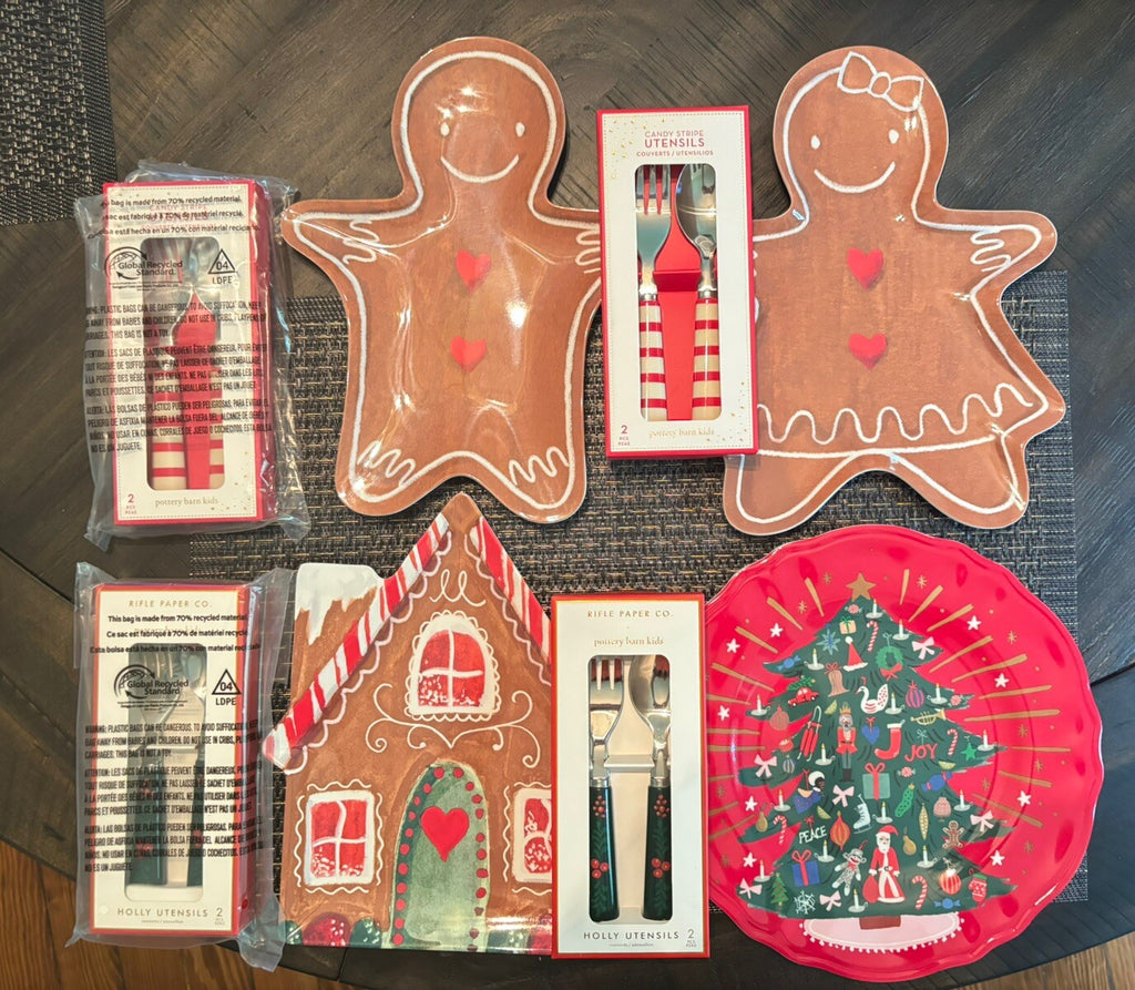 Pottery Barn holiday Nutcracker Christmas Gingerbread Plate SET party SET 8 \
