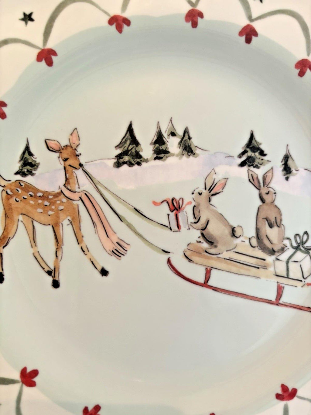 Pottery Barn holiday Christmas party Disney Bear dinner Plate Riley gift SET 4