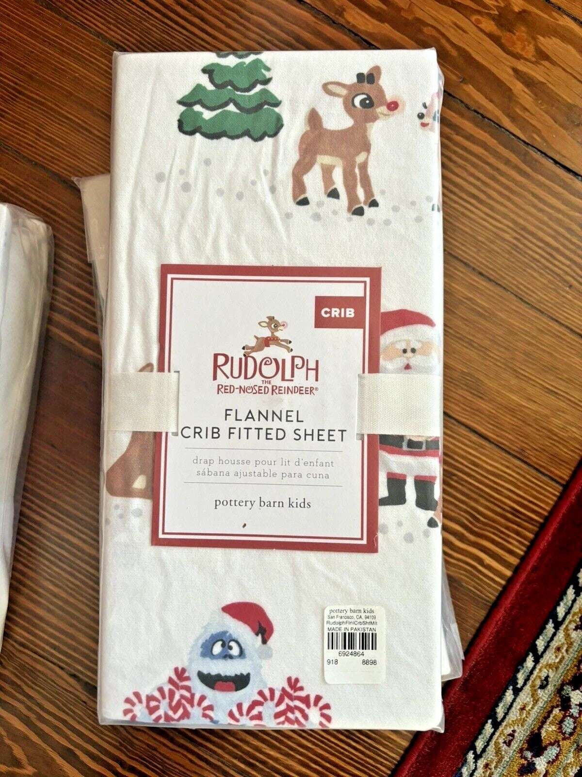 Disney Pottery barn Christmas Crib Toddler SHEET baby Holiday gift Rudolph santa