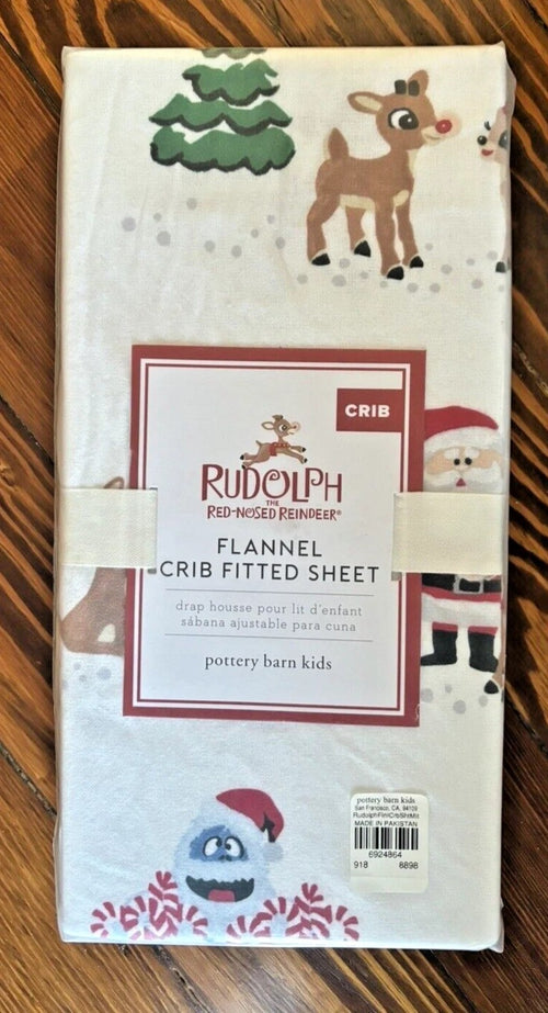 Disney Pottery barn Christmas Crib Toddler SHEET baby Holiday gift Rudolph santa