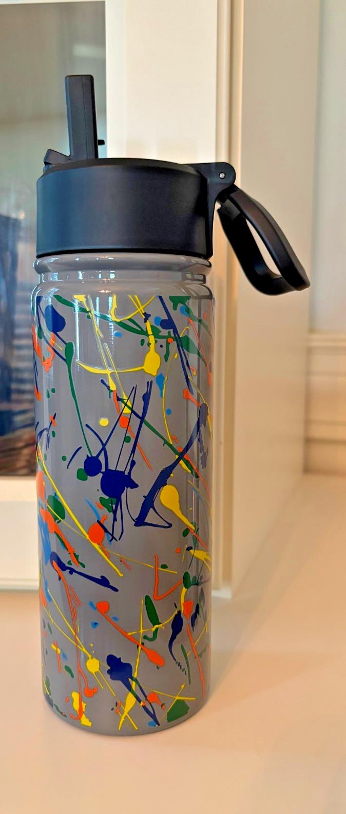 Pottery barn school WATER BOTTLE LARGE Travel comic boy paint art sport team kid