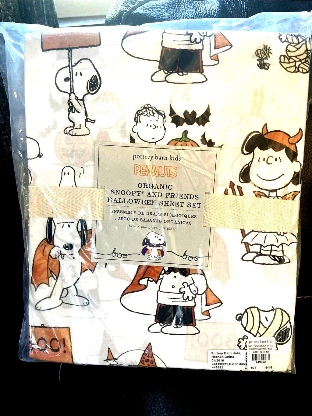 Snoopy Pottery Barn Peanuts HALLOWEEN TWIN Sheet set Holiday school kids gift [