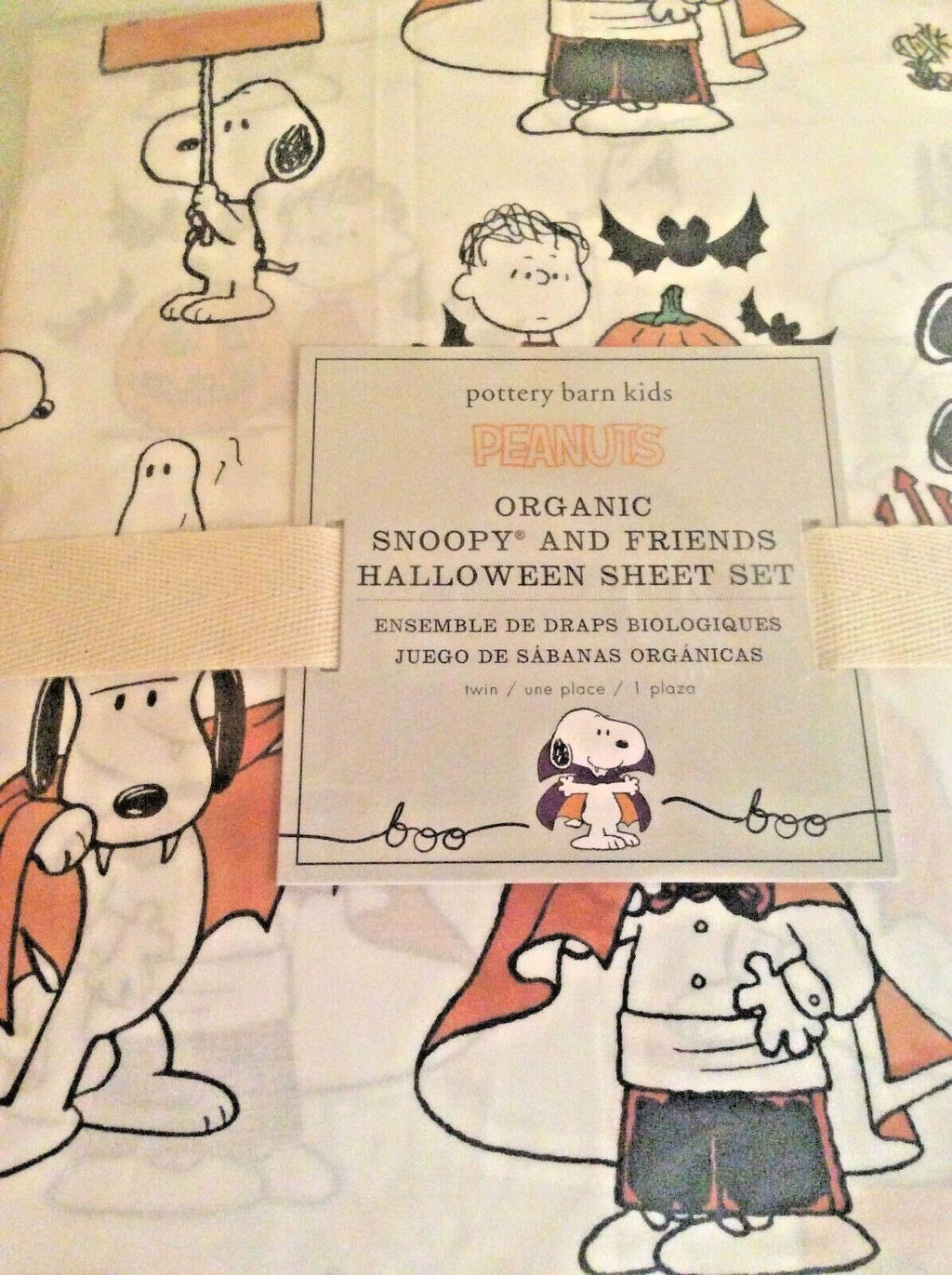 Snoopy Pottery Barn Peanuts HALLOWEEN TWIN Sheet set Holiday school kids gift [