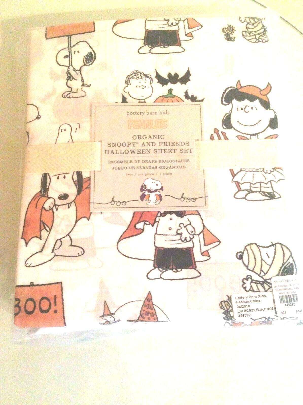Snoopy Pottery Barn Peanuts HALLOWEEN TWIN Sheet set Holiday school kids gift [