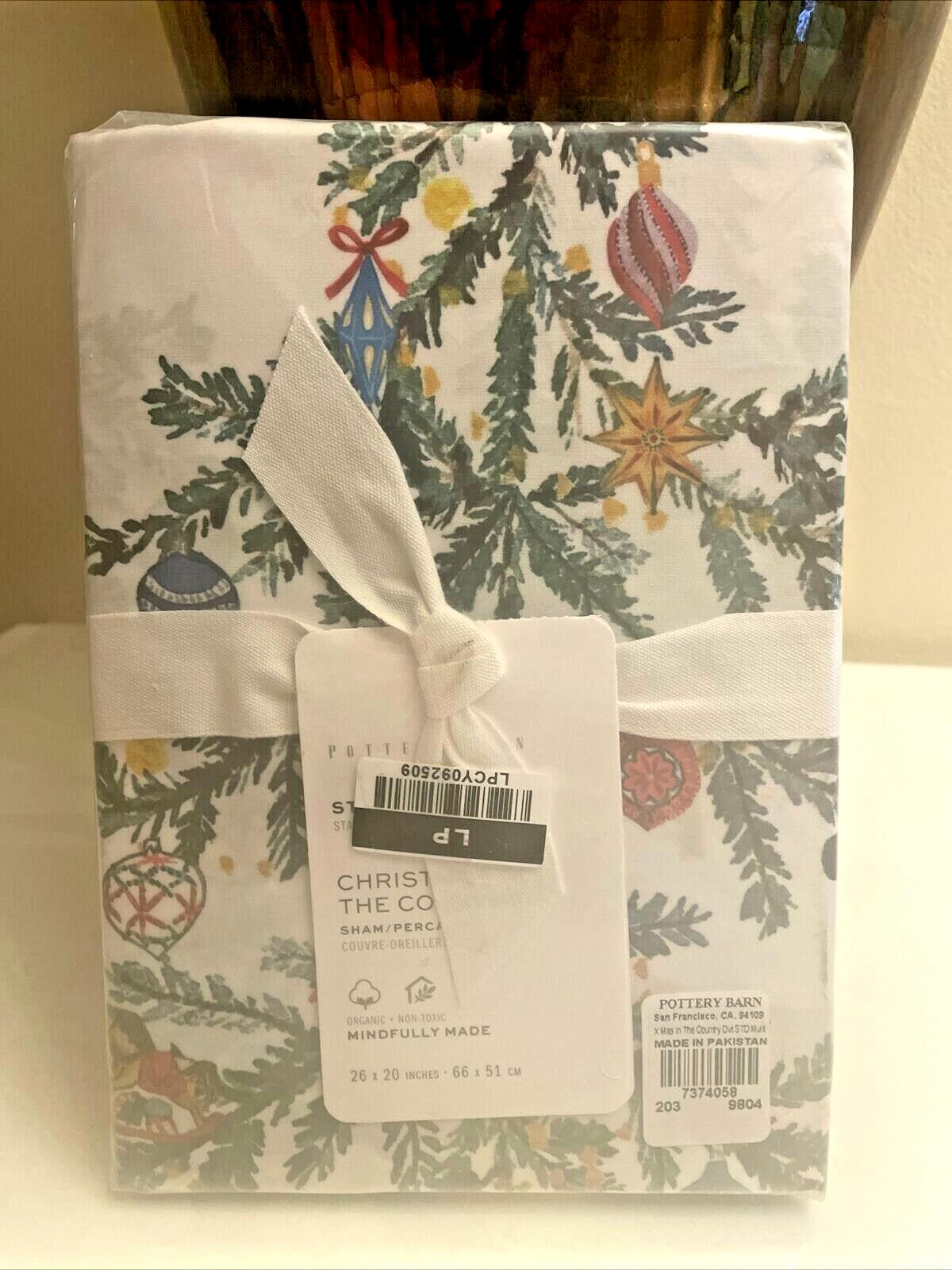 Pottery Barn Holiday Party Pillow Sham Christmas Country Lodge village deer '