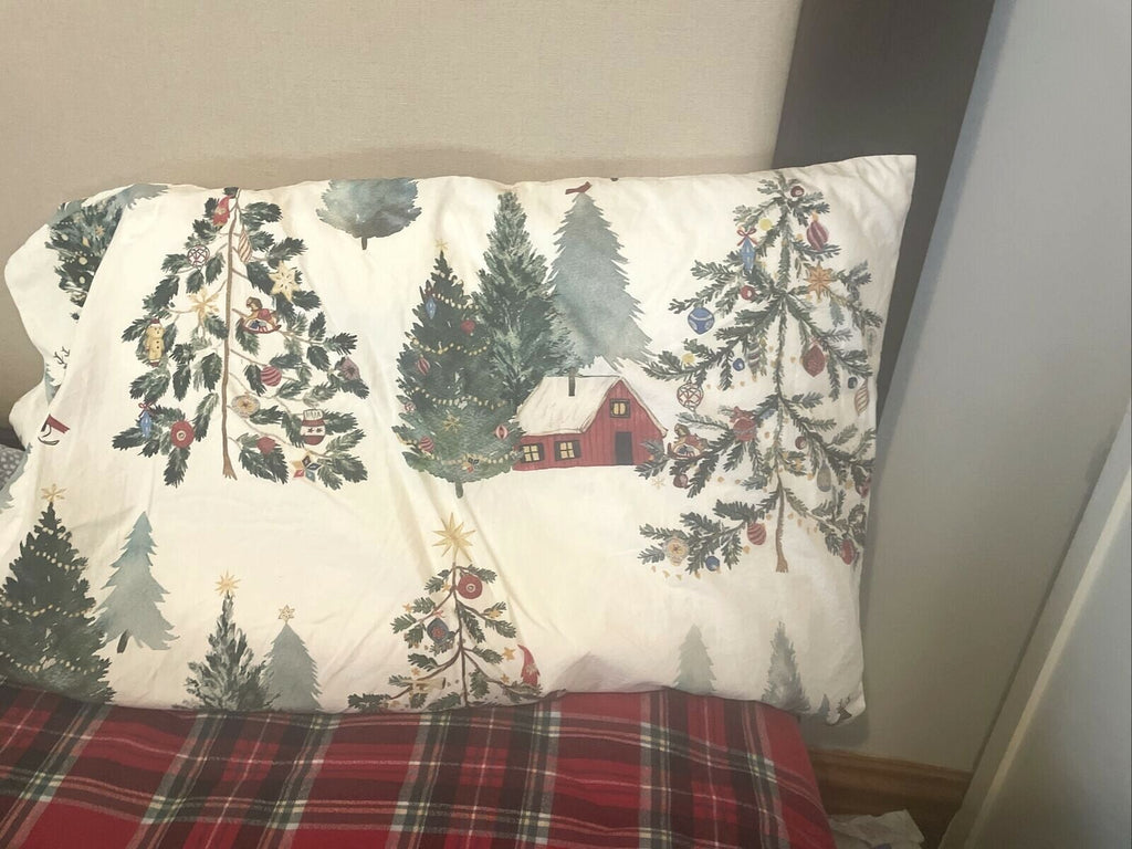 Pottery Barn Holiday Party Pillow Sham Christmas Country Lodge village deer '
