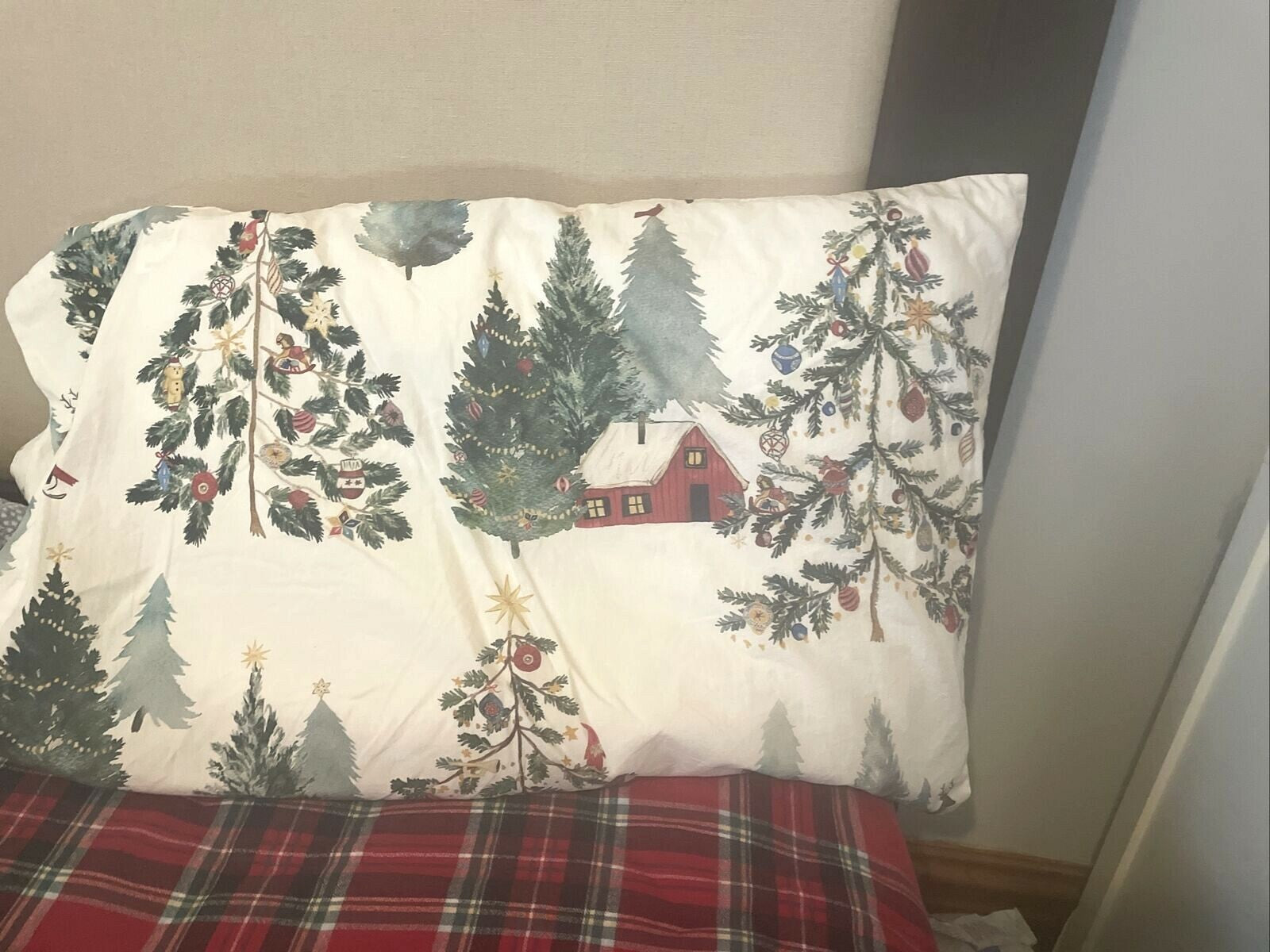 Pottery Barn Holiday Party Pillow Sham Christmas Country Lodge village deer '