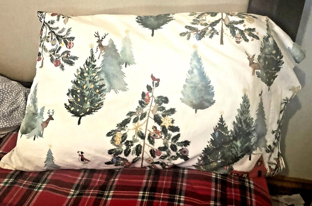 Pottery Barn Holiday Party Pillow Sham Christmas Country Lodge village deer '
