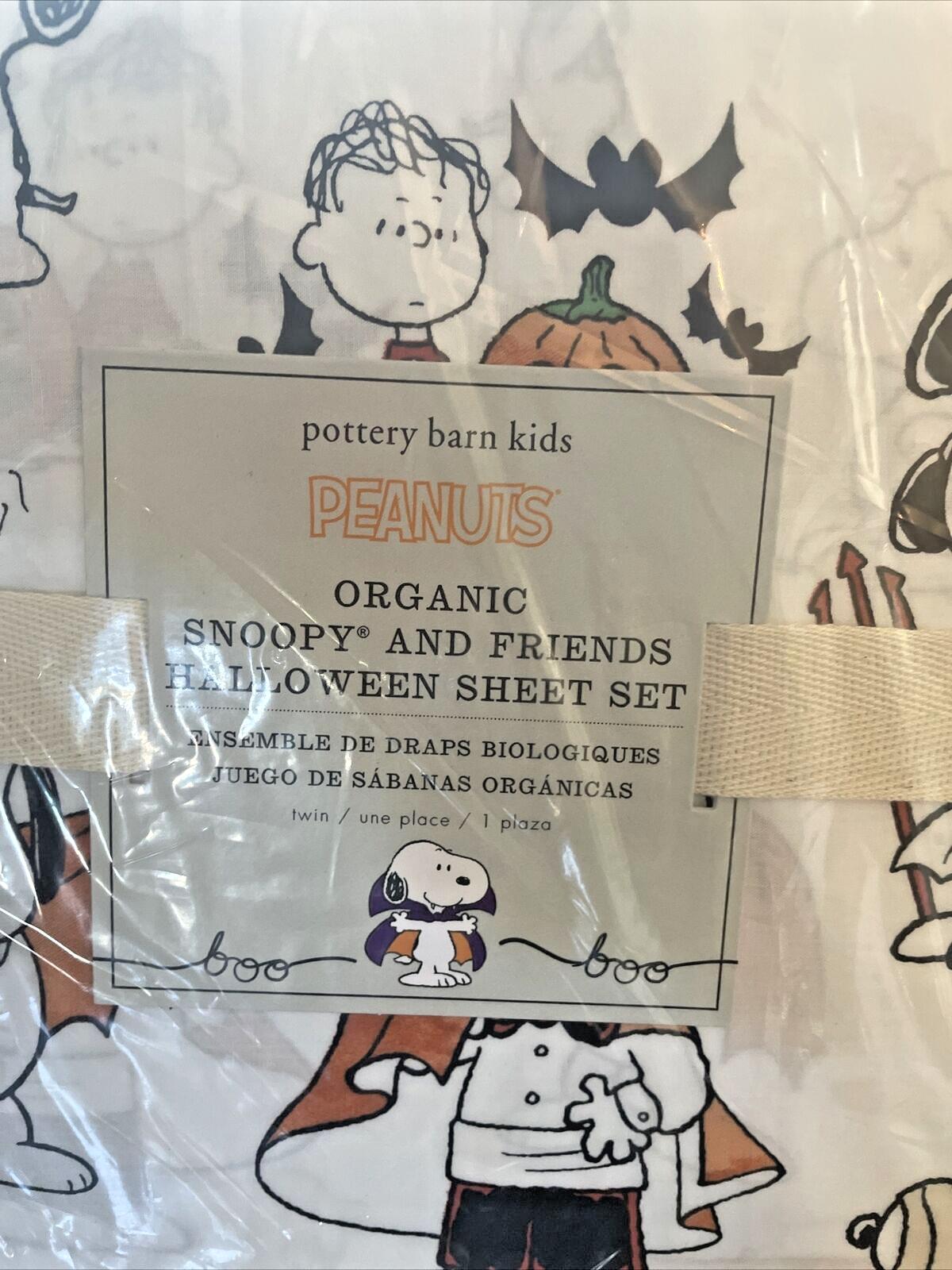 Snoopy Pottery Barn Peanuts HALLOWEEN TWIN Sheet set Holiday school kids gift [