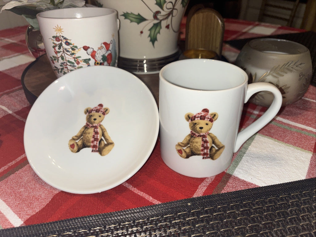 Pottery Barn Tea Set for Kids Cup Princess Party Teddy Bear Mug Holiday Santa