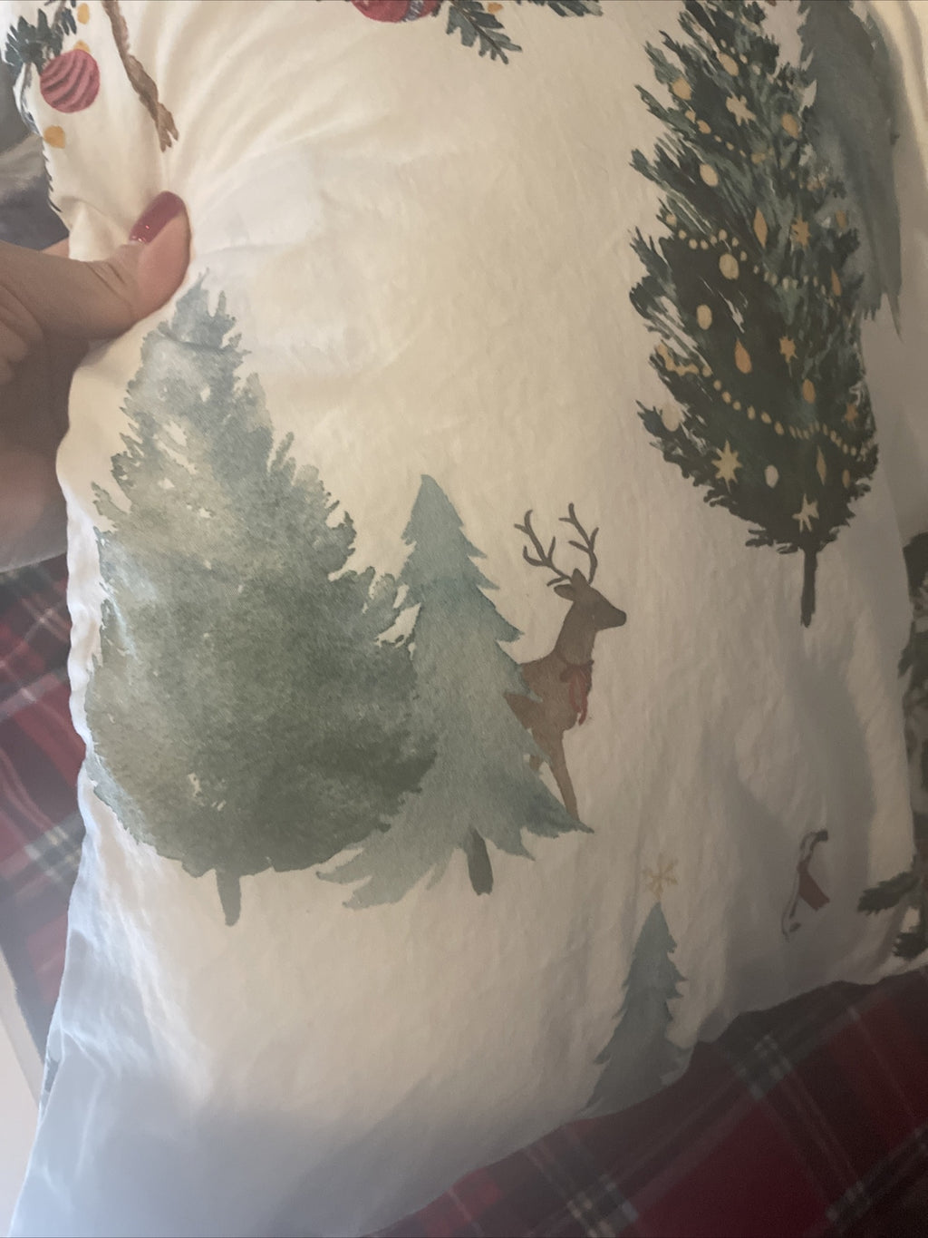 Pottery Barn Holiday Party Pillow Sham Christmas Country Lodge village deer '