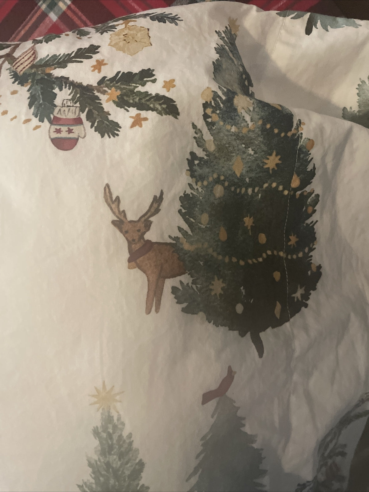 Pottery Barn Holiday Party Pillow Sham Christmas Country Lodge village deer '