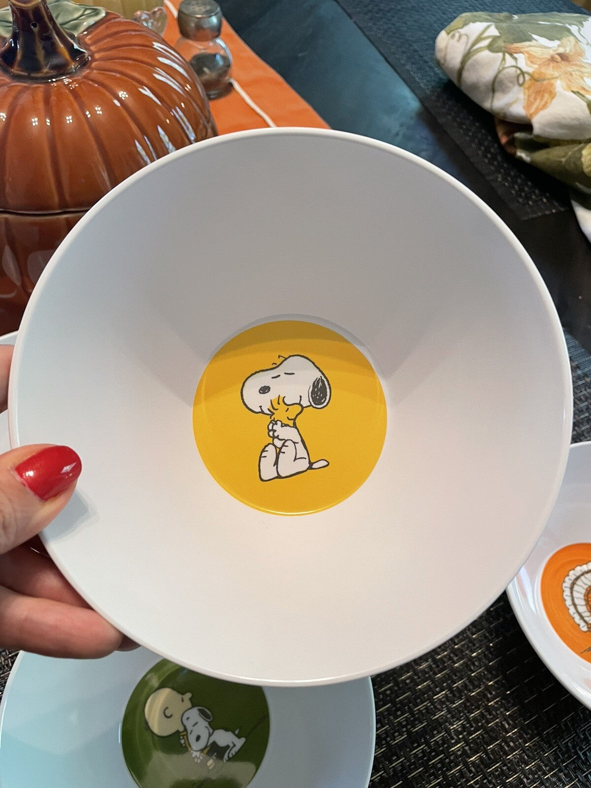 Snoopy Pottery Barn peanuts Disney Bowl Holiday party school gift Thanksgiving \
