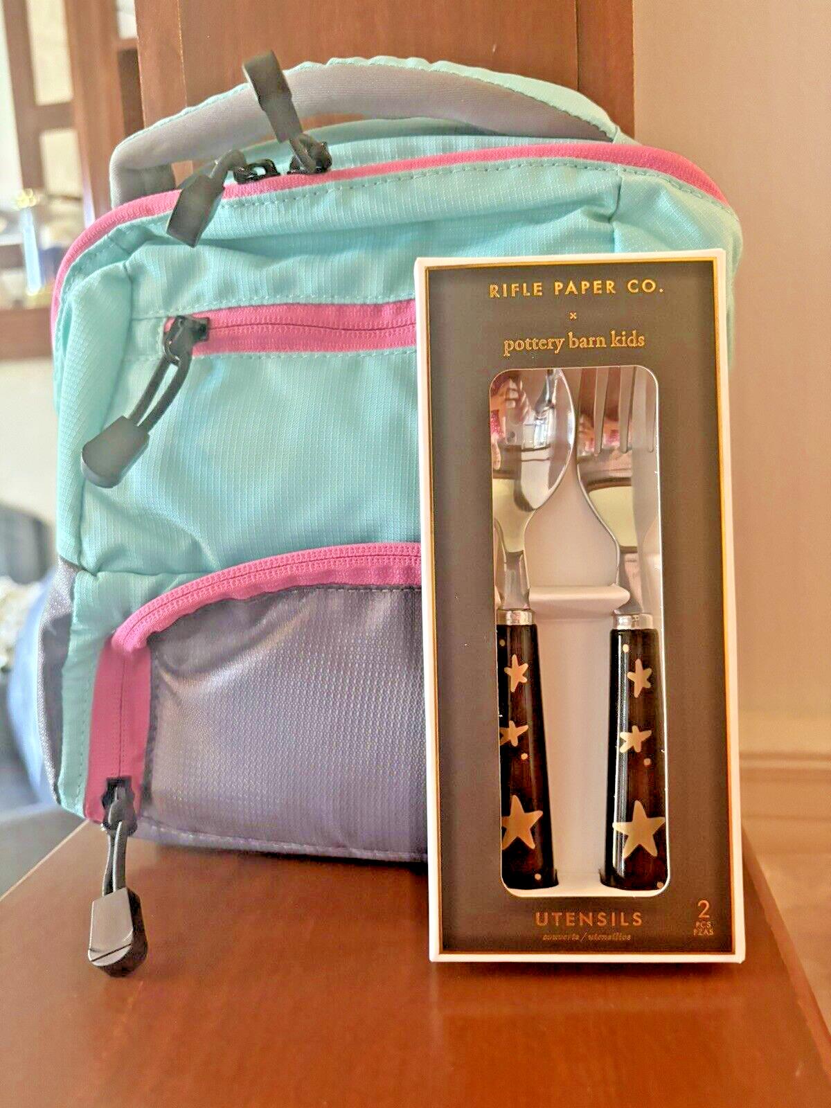 Pottery Barn LUNCH BAG School+Utensil Set Disney rainbow sport star princess h