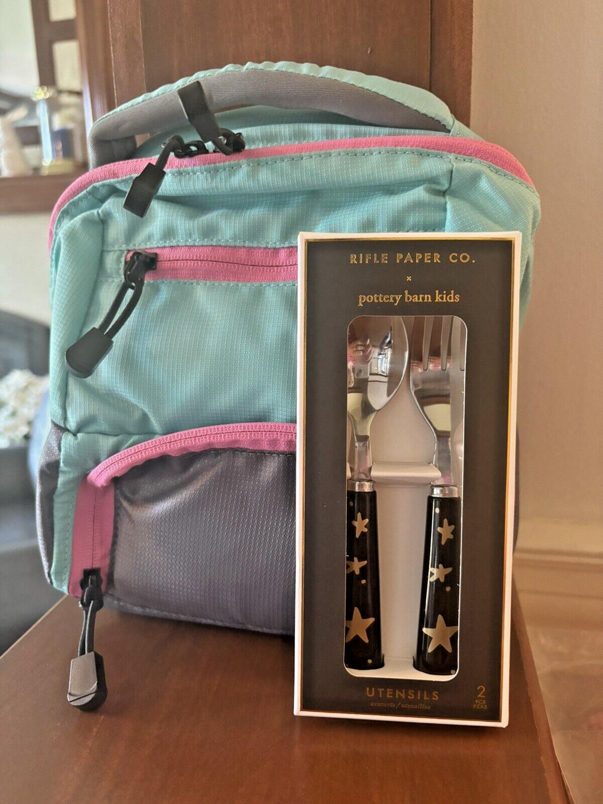 Pottery Barn LUNCH BAG School+Utensil Set Disney rainbow sport star princess h