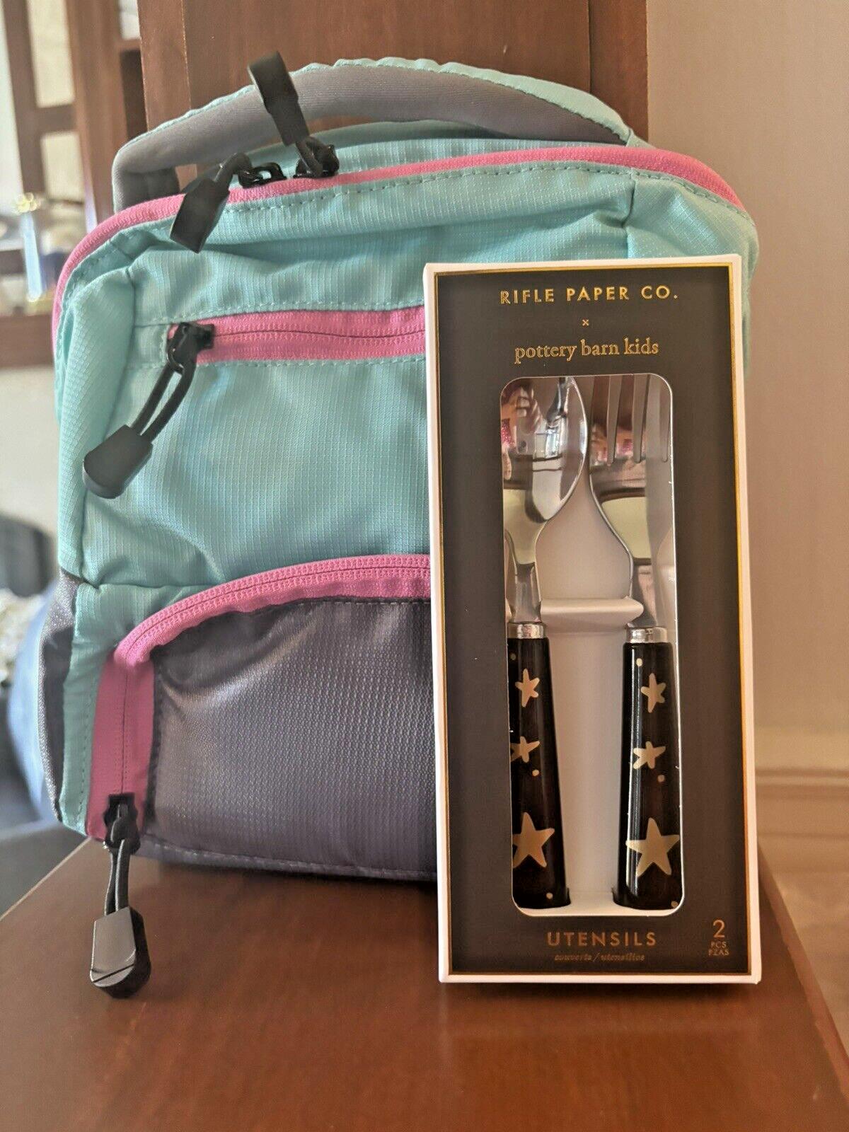 Pottery Barn LUNCH BAG School+Utensil Set Disney rainbow sport star princess h