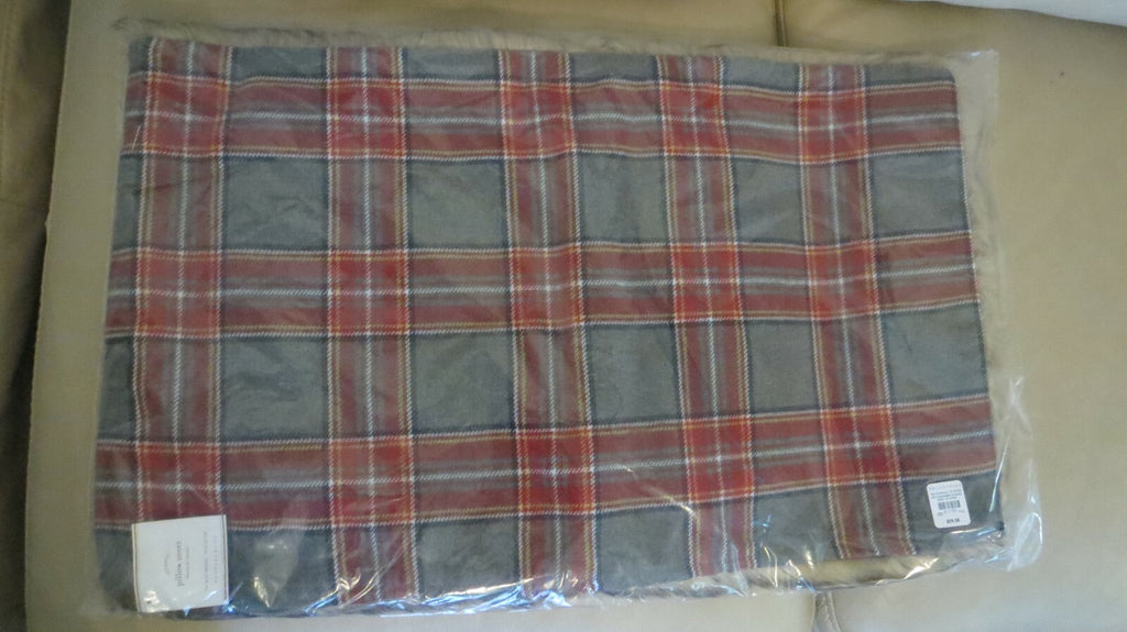 Pottery Barn Plaid Pillow Sham Disney Holiday fur ski lodge Christmas 16x26  [