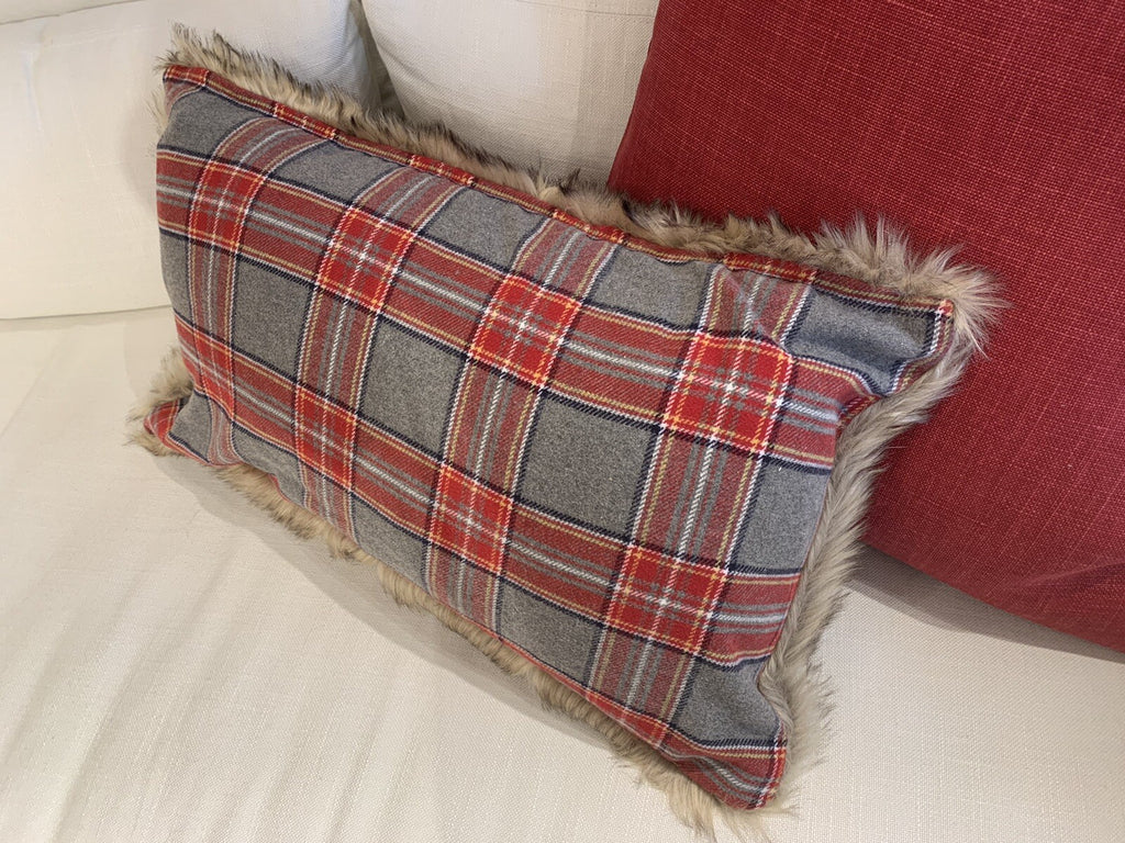 Pottery Barn Plaid Pillow Sham Disney Holiday fur ski lodge Christmas 16x26  [