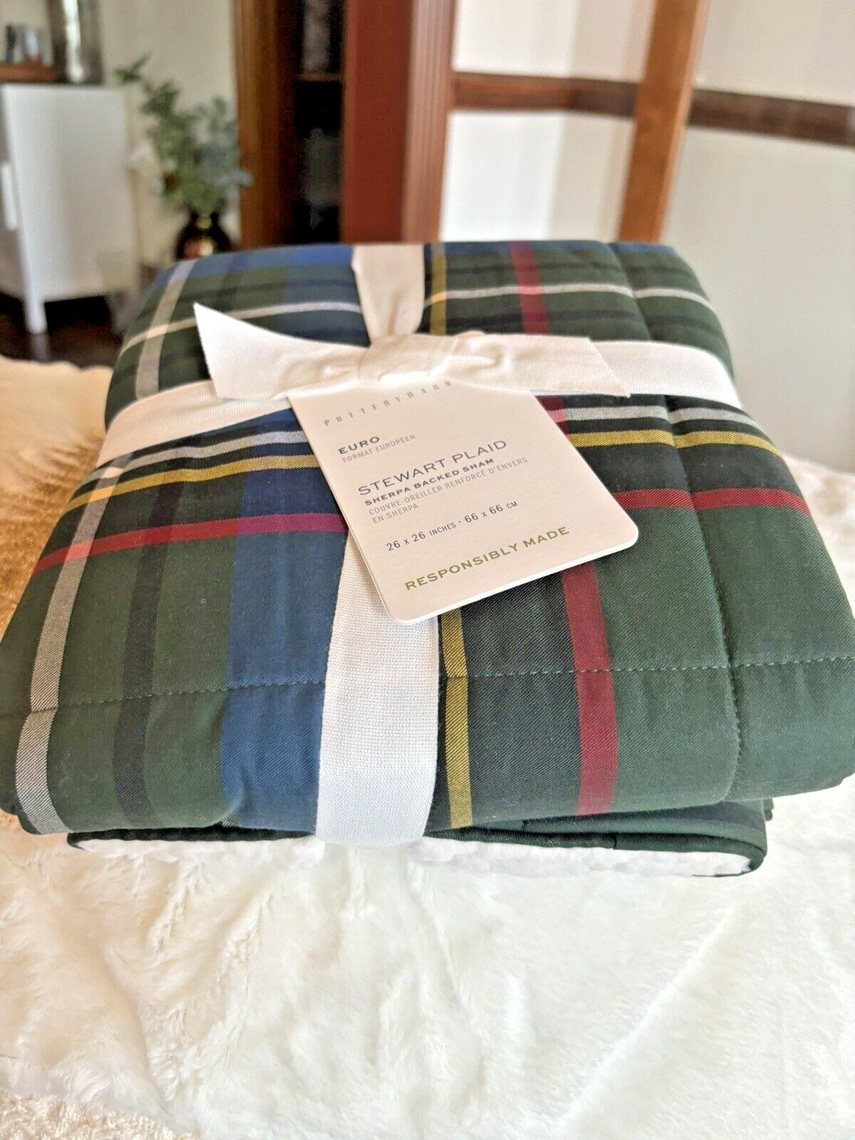 Pottery Barn holiday Plaid Disney Pillow cover sham Christmas party Sherpa 1