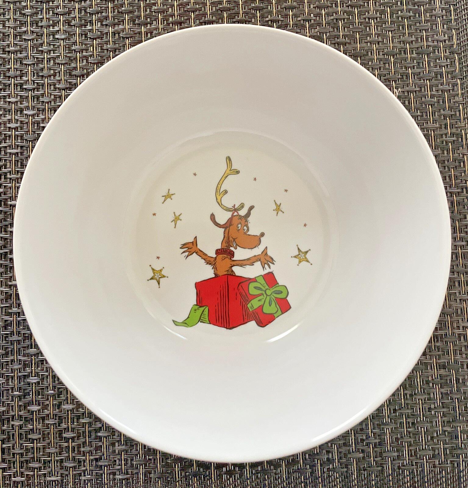 Disney Pottery Barn Grinch Bowl Holiday gift Dr Seuss Christmas Party Dog Star '