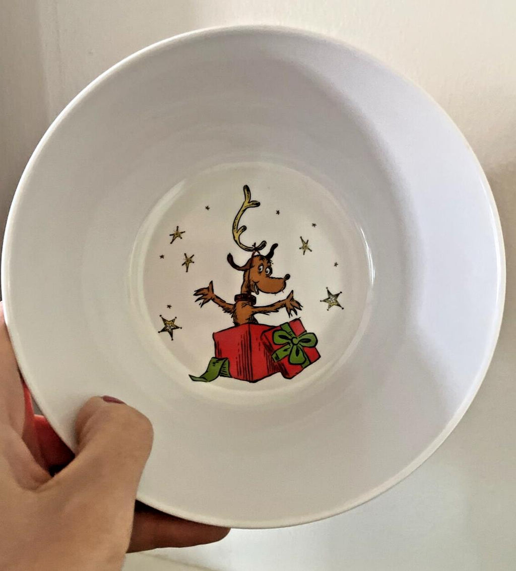 Disney Pottery Barn Grinch Bowl Holiday gift Dr Seuss Christmas Party Dog Star '