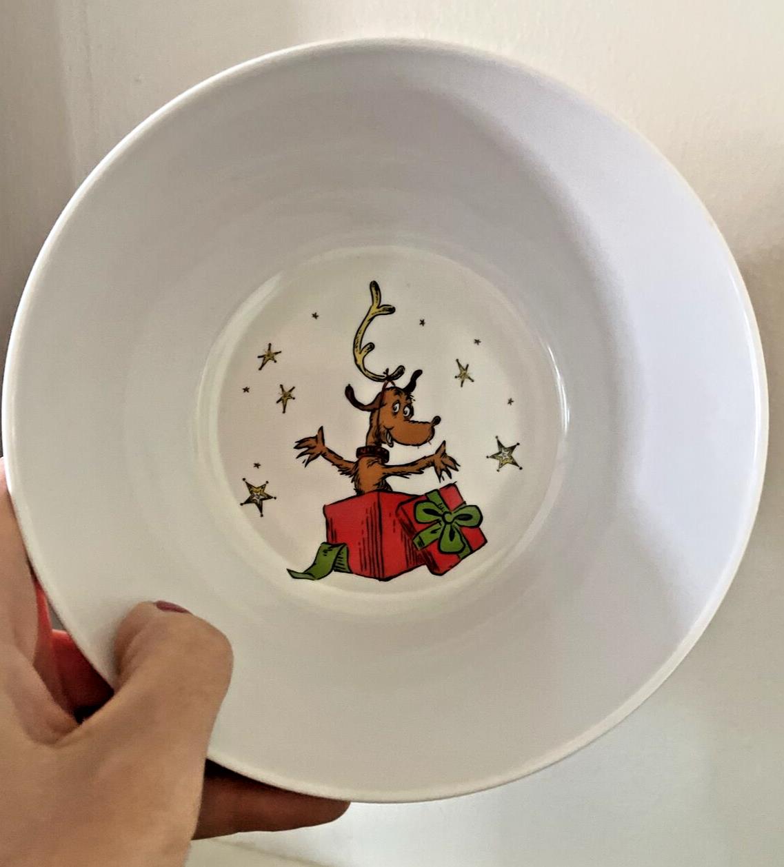 Disney Pottery Barn Grinch Bowl Holiday gift Dr Seuss Christmas Party Dog Star '