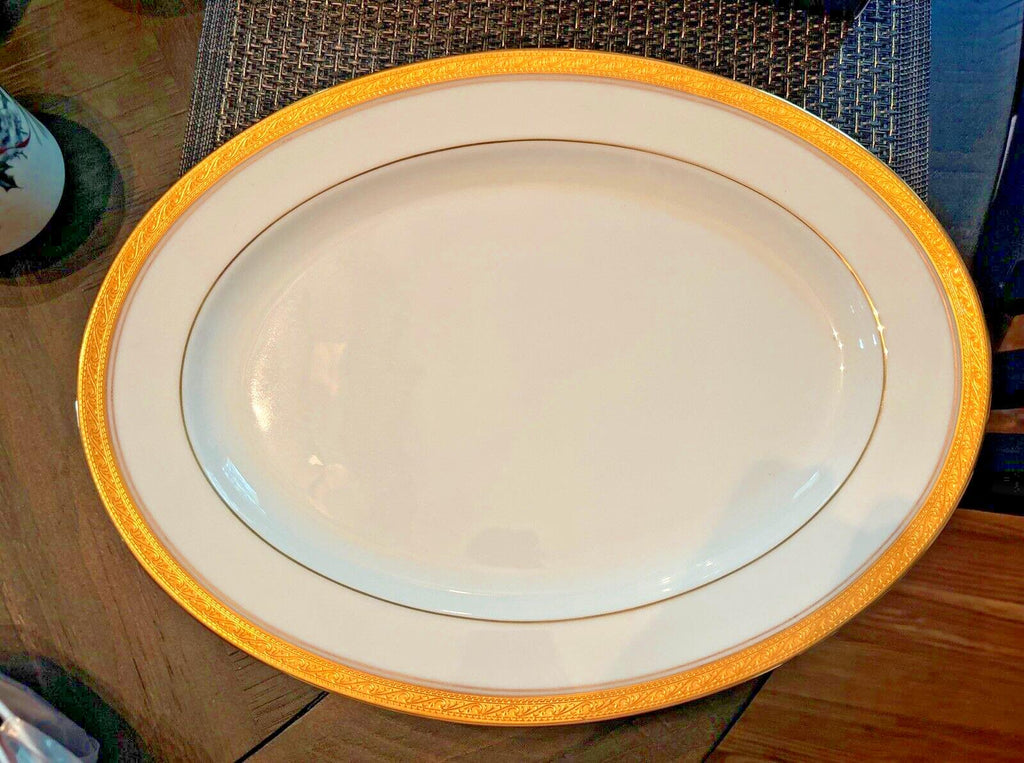 NORITAKE holiday Platter CRESTWOOD GOLD White Birthday PORCELAIN party Wedding \