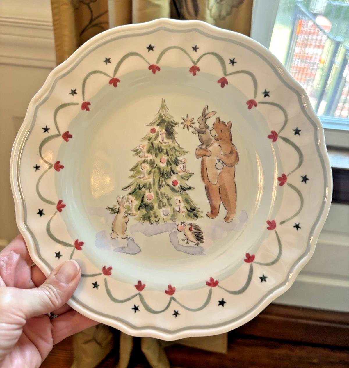 Pottery Barn holiday Christmas Riley party school Pooh Bear dinner Plate gift