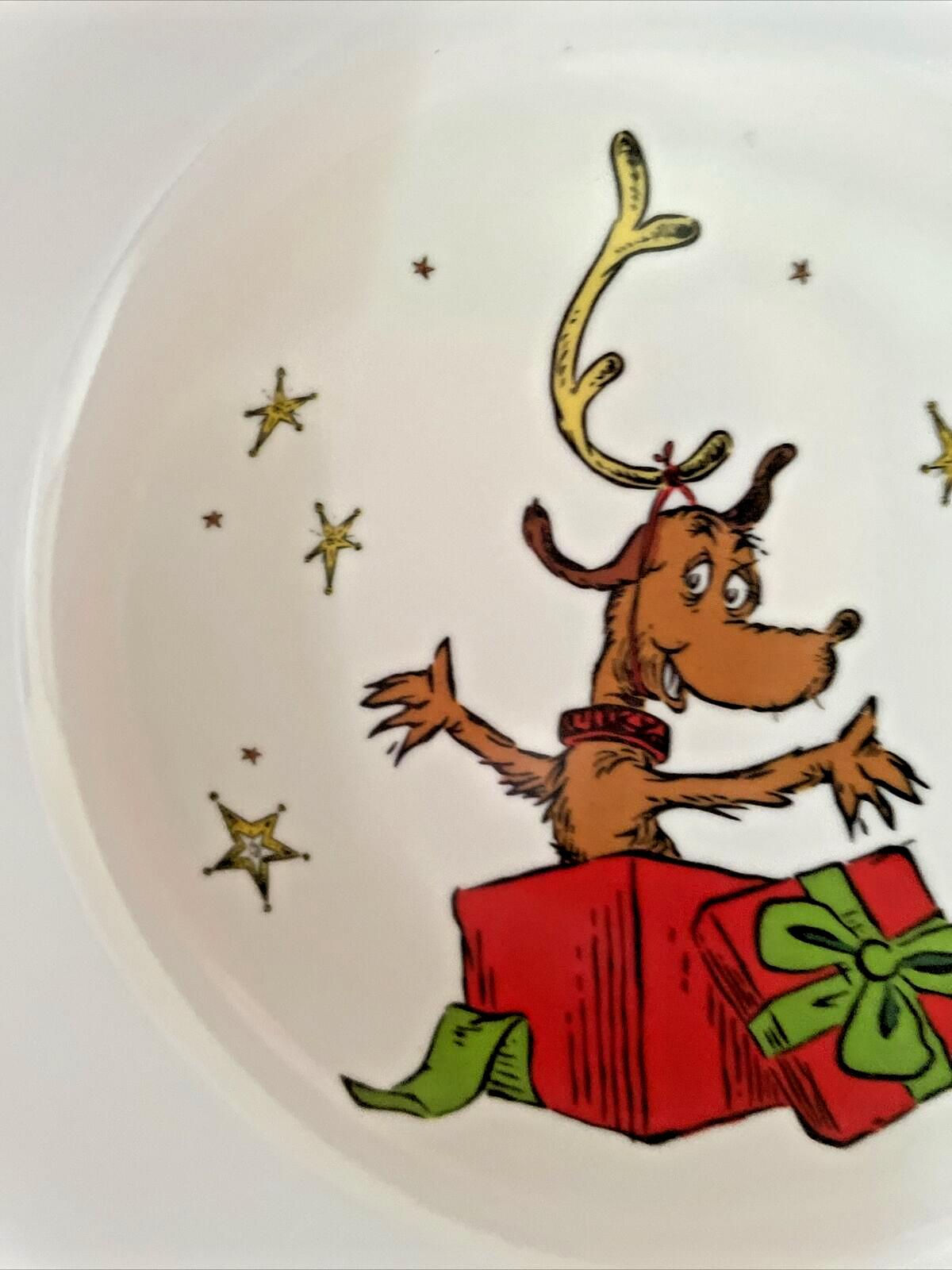 Disney Pottery Barn Grinch Bowl Holiday gift Dr Seuss Christmas Party Dog Star '