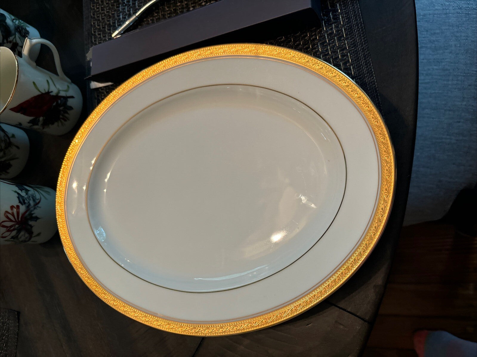 NORITAKE holiday Platter CRESTWOOD GOLD White Birthday PORCELAIN party Wedding \
