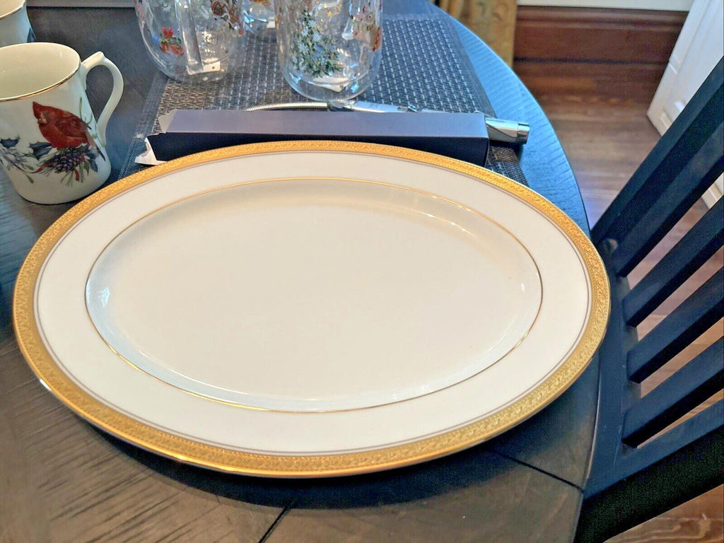 NORITAKE holiday Platter CRESTWOOD GOLD White Birthday PORCELAIN party Wedding \