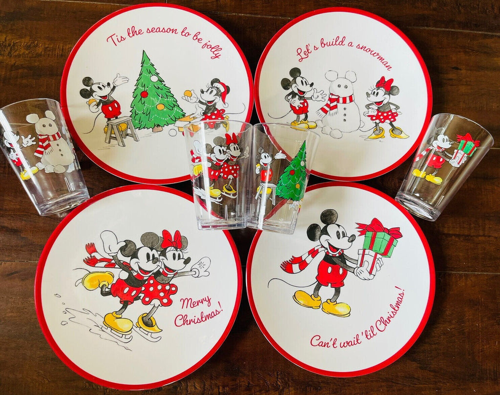 Pottery Barn Dinner Set Christmas Mickey Mouse disney Plate Cup holiday party