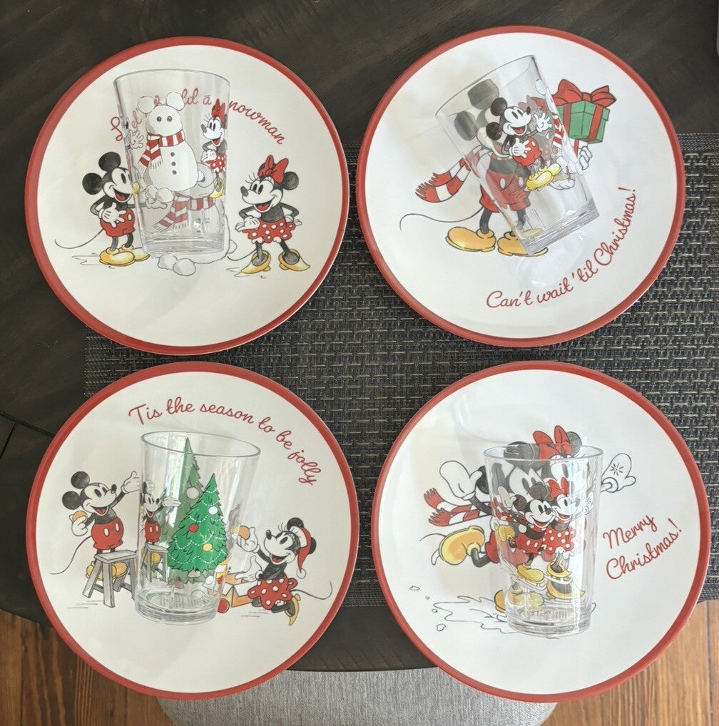 Pottery Barn Dinner Set Christmas Mickey Mouse disney Plate Cup holiday party