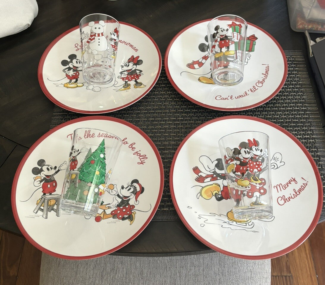 Pottery Barn Dinner Set Christmas Mickey Mouse disney Plate Cup holiday party